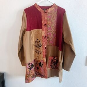 Allure Patchwork Boho Art To Wear Embroidered Mixed Media Jacket Large
